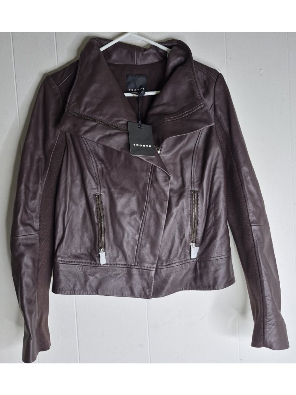 NWT TROUVE Leather Full Zip Jacket Women's Size S